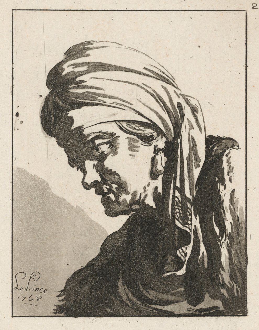 Hodet til en lut gammel kvinne av Jean-Baptiste Le Prince