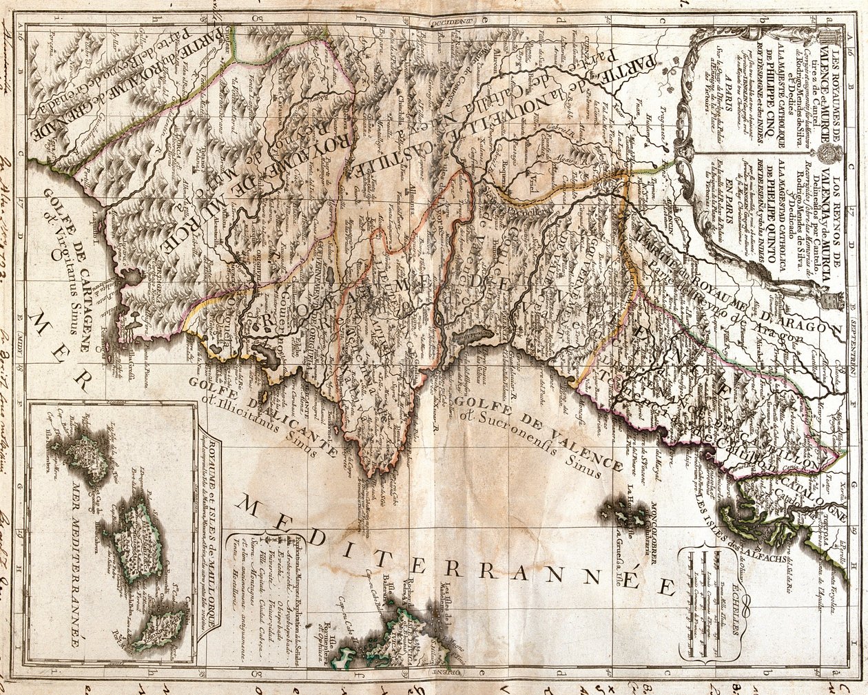 Aragon, Catalonia, Valencia, Murcia, Andalusia, Castilla-La Mancha og Balearene, Spania av Jean-Baptiste Nolin