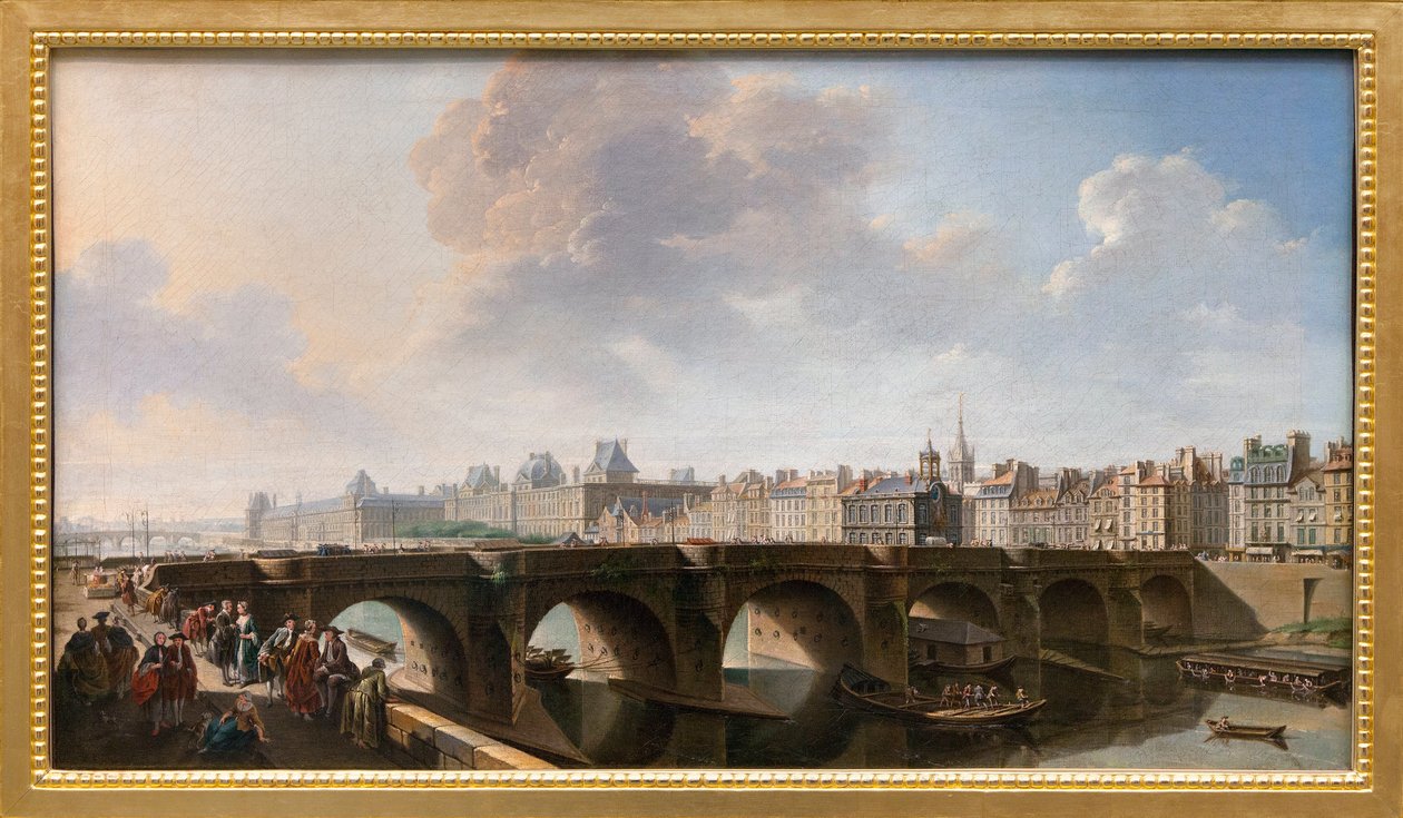 Pont Neuf (New Bridge)-broen over elven Seinen i Paris, Frankrike av Jean Baptiste Raguenet