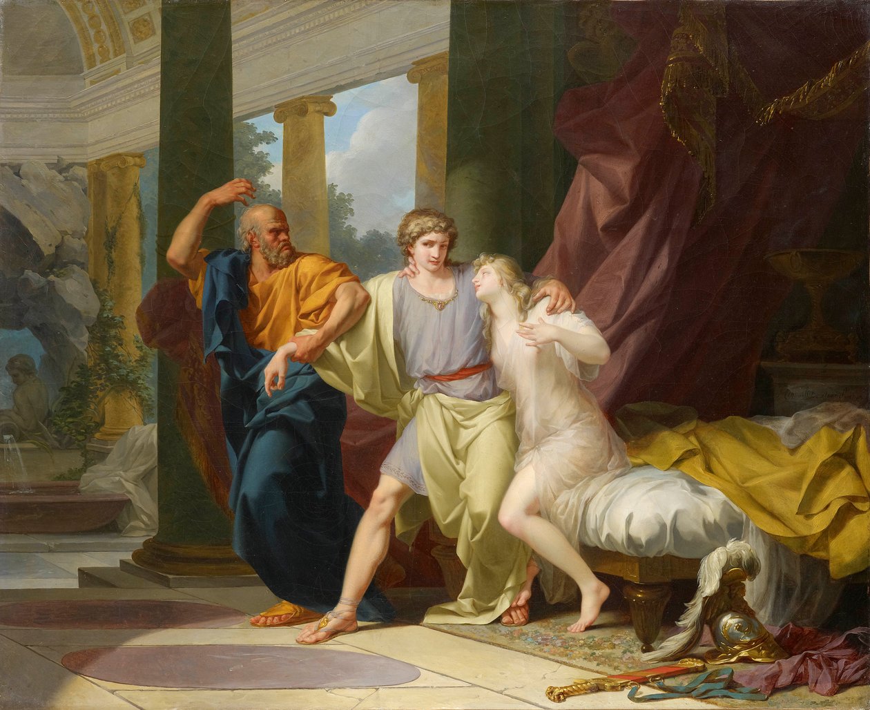 Sokrates river bort Alcibiades fra sensualitetens omfavnelse av Jean Baptiste Regnault