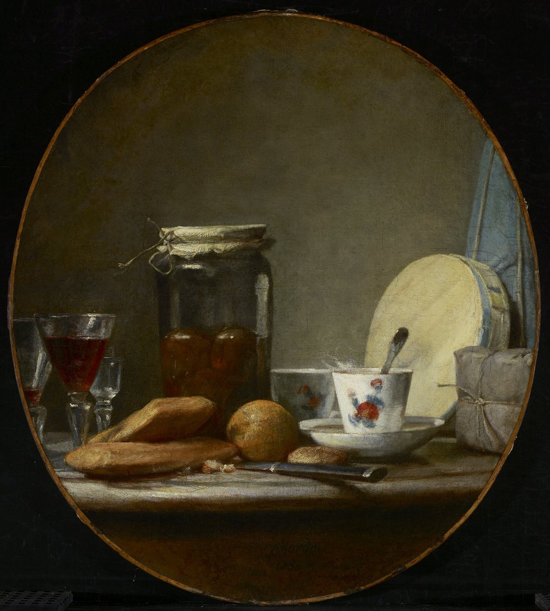 Krukke med aprikoser av Jean Baptiste Simeon Chardin