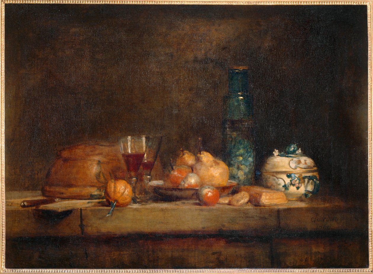 Le bocal d#39; olives - Stilleben med krukke med oliven ... av Jean-Baptiste Simeon Chardin