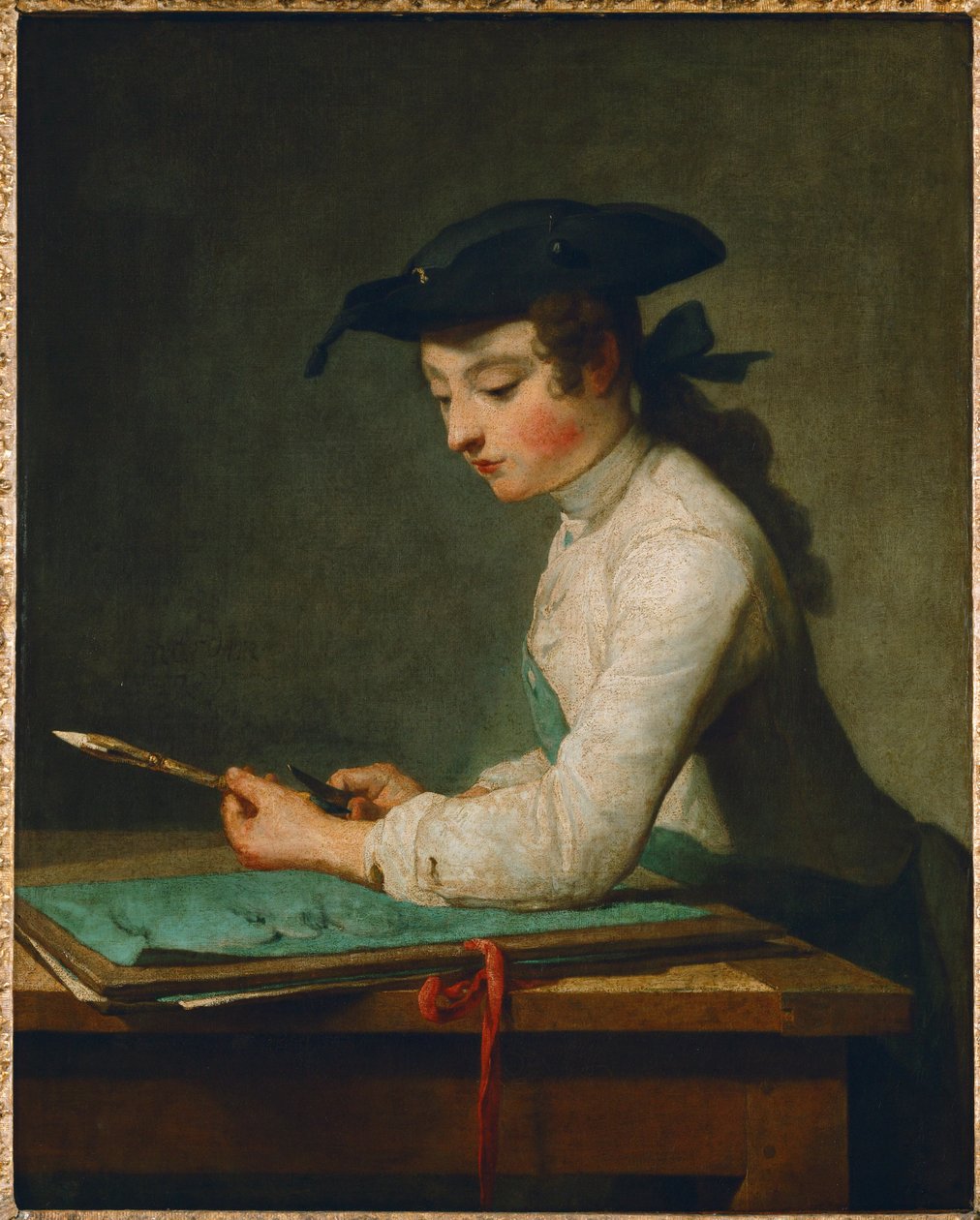 Den unge tegneren - den unge tegneren ... av Jean-Baptiste Simeon Chardin
