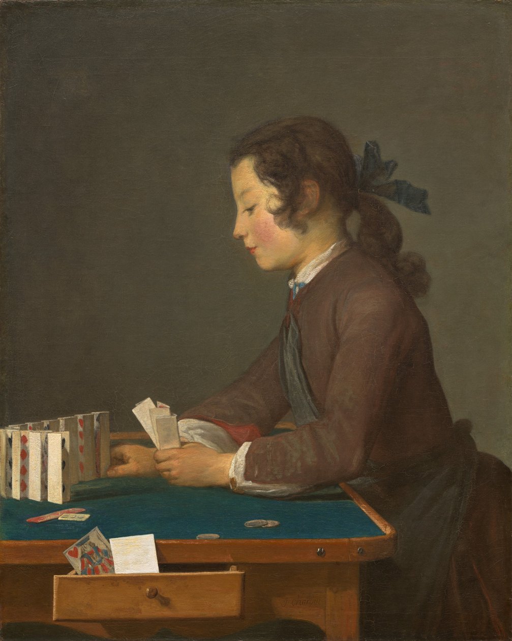The House of Cards, ca. 1737 (olje på lerret) av Jean Baptiste Simeon Chardin