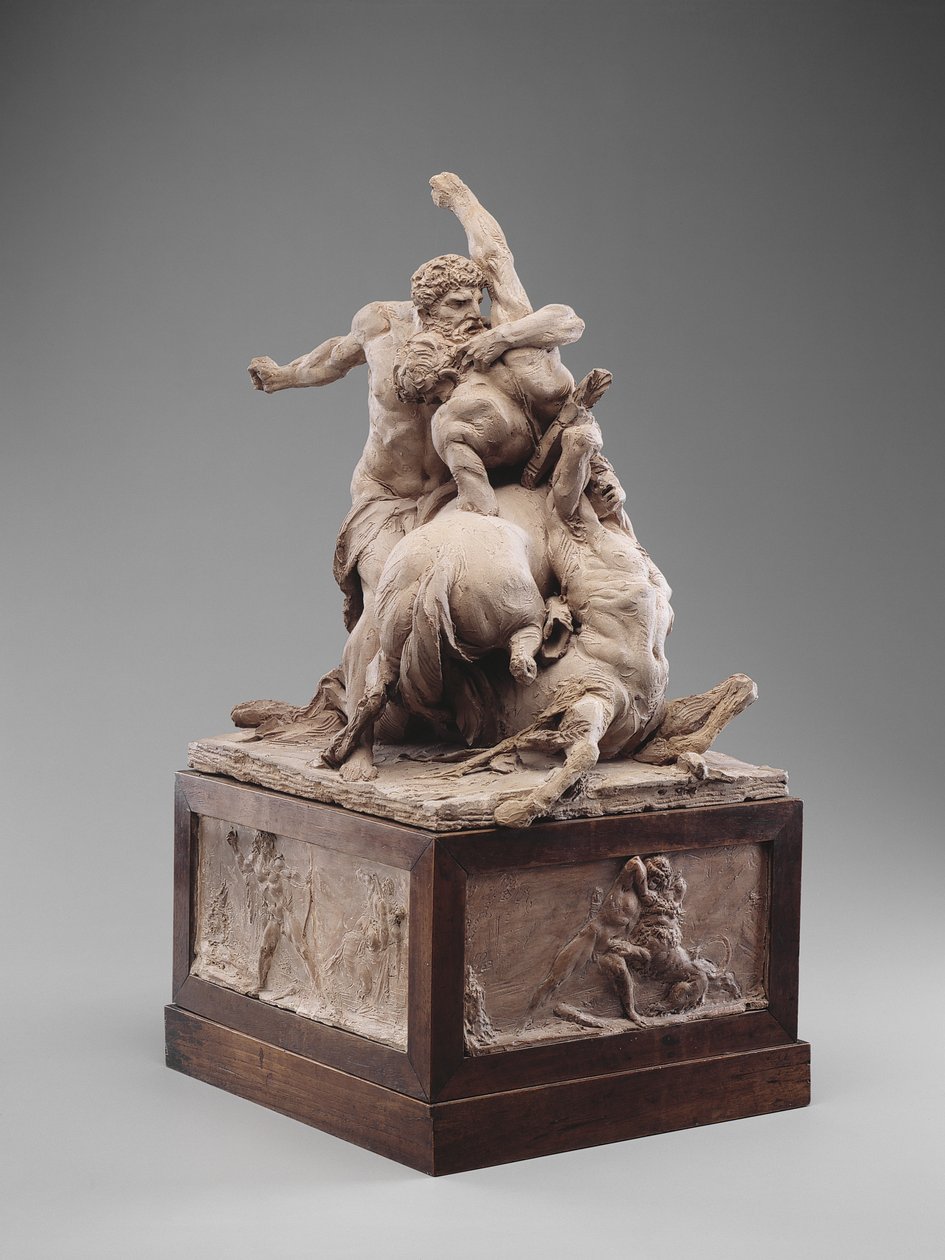 Hercules kjemper mot to kentaurer, ca. 1785 (terrakotta) av Jean Baptiste Stouf