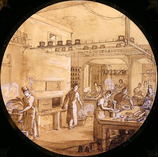Design for en sevres-plate, fra Service des Arts Industriels (penn og blekk med forhøyning) av Jean Charles Develly