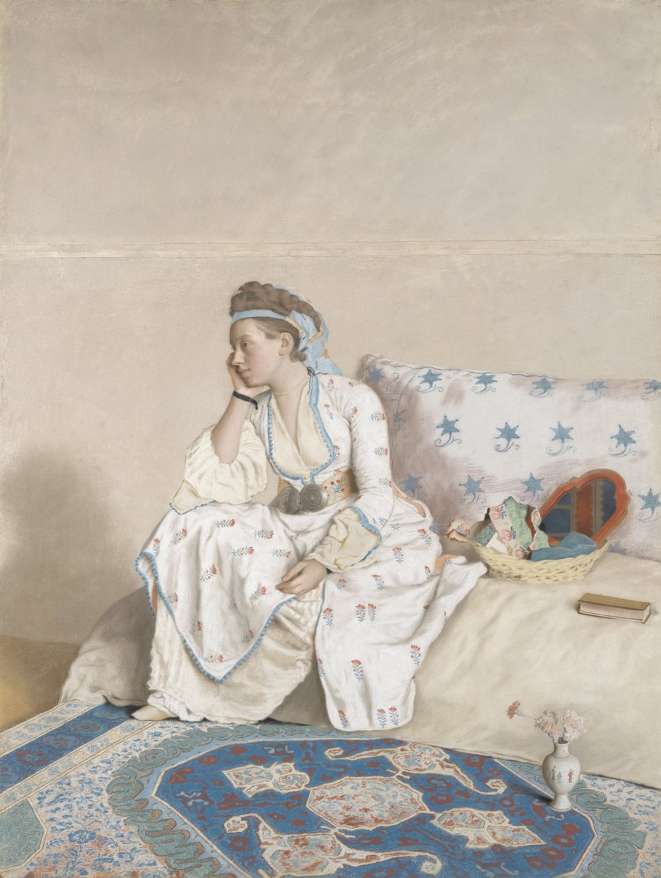 Portrett av Marie Fargues, kone til kunstneren i tyrkisk drakt, 1756-58 (pastell på pergament) av Jean Étienne Liotard