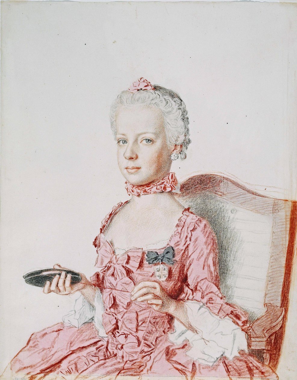 Marie Antoinette, erkehertuginne av Østerrike - Jean-Etienne Liotard (1702-1789). Blyant, akvarell, pastell på papir av Jean Étienne Liotard