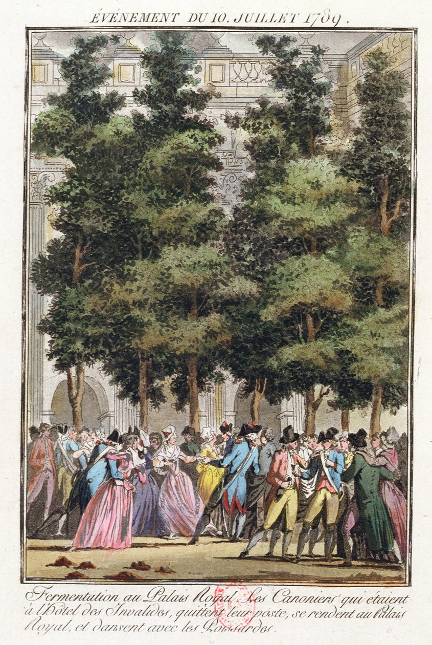 Gjæring ved Palais-Royal 10. juli 1789 av Jean Francois Janinet
