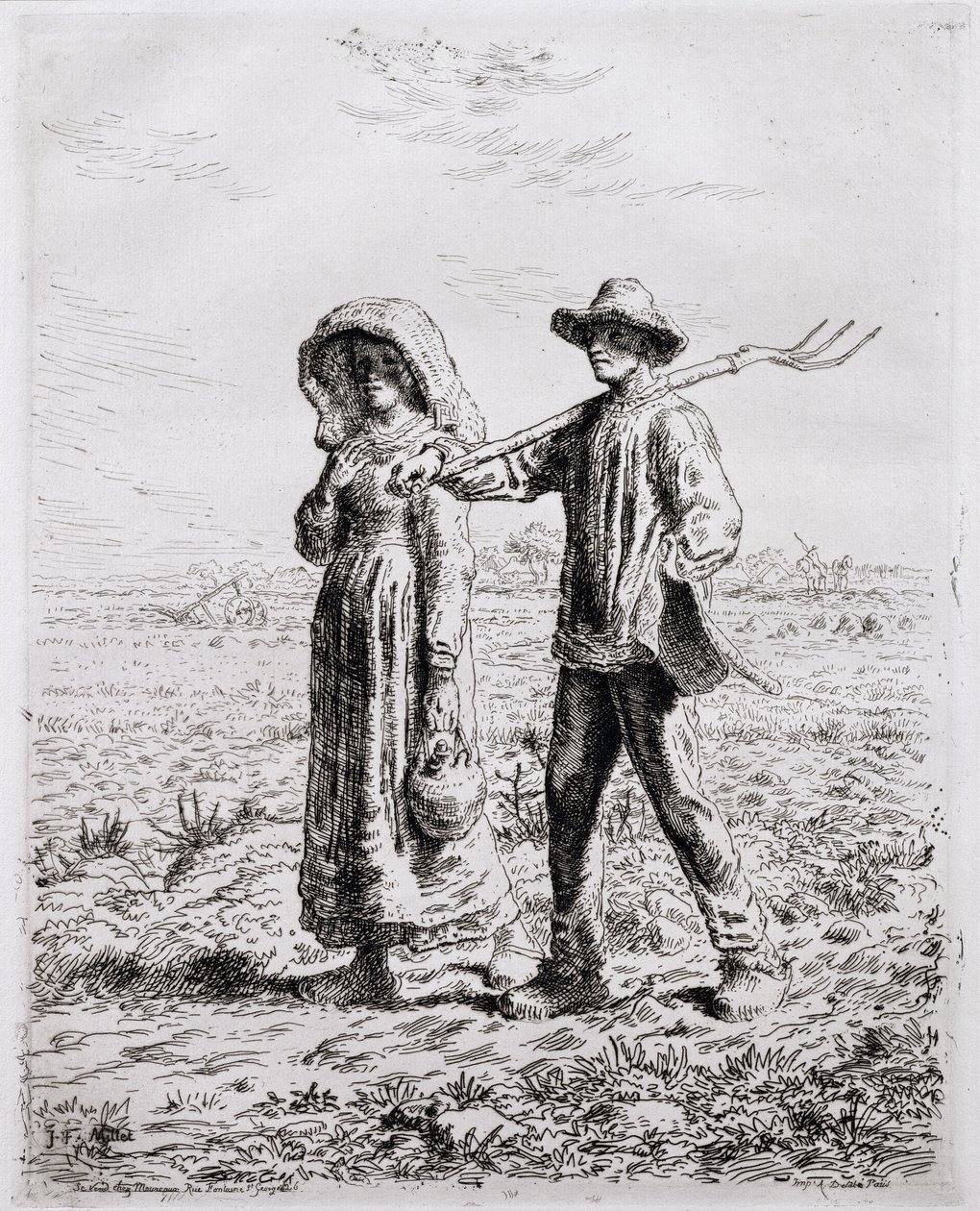 Sett av på jobb, 1863 av Jean Francois Millet