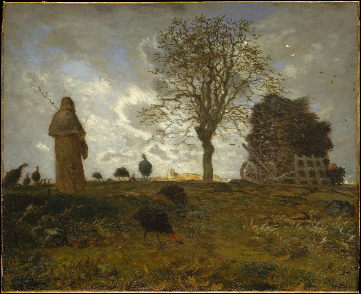 Høstlandskap med en flokk kalkuner av Jean-Francois Millet