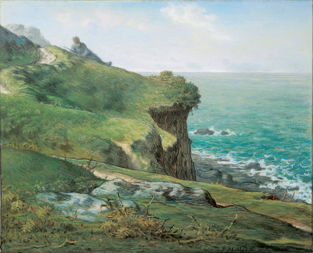 Cliffs at Greville par Millet, Jean Francois (1814-1875) av Jean Francois Millet