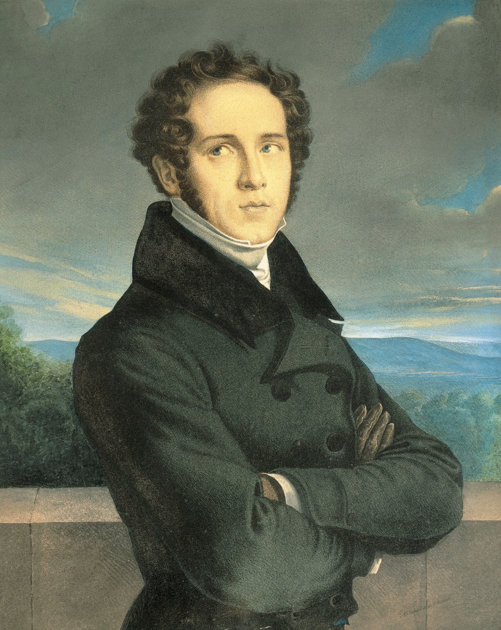 Italia, milano, Portrett av den italienske operakomponisten Vincenzo Bellini (1801 - 1835) av Jean Francois Millet