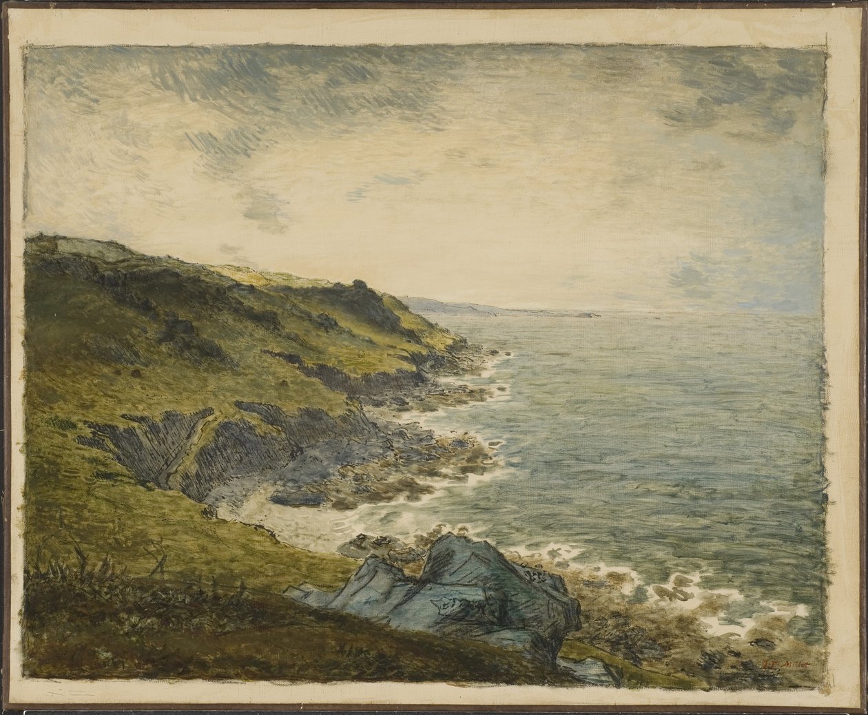 La cote a Greville (Greville Hague) - Kysten ved Greville, av Millet, Jean Francois (1814-1875). Olje på lerret. Mål: 60x73 cm. Nationalmuseum Stockholm av Jean Francois Millet