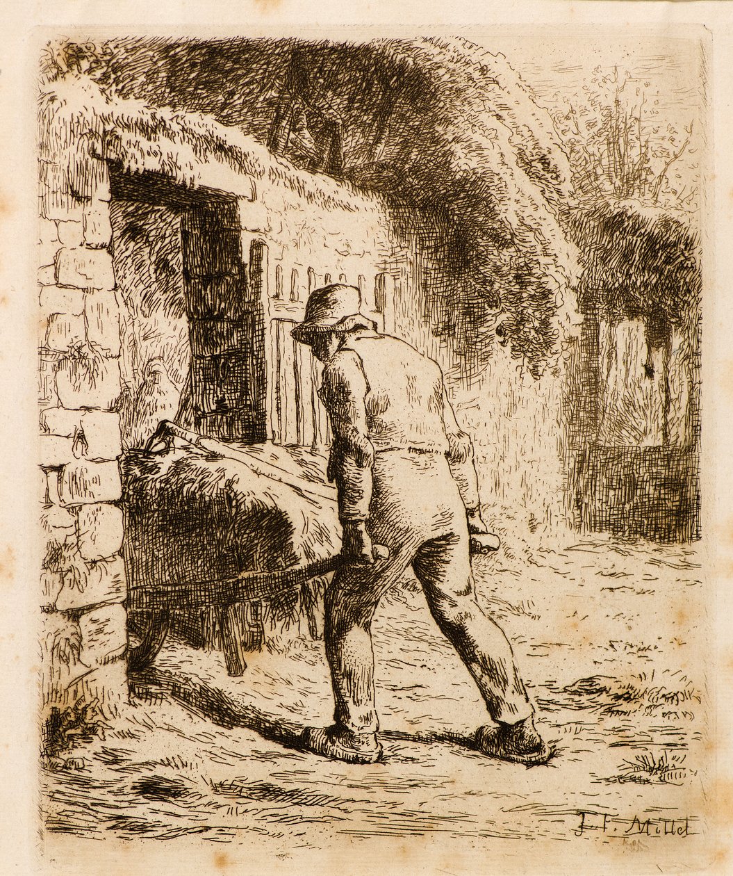 Mann med trillebår av Jean Francois Millet