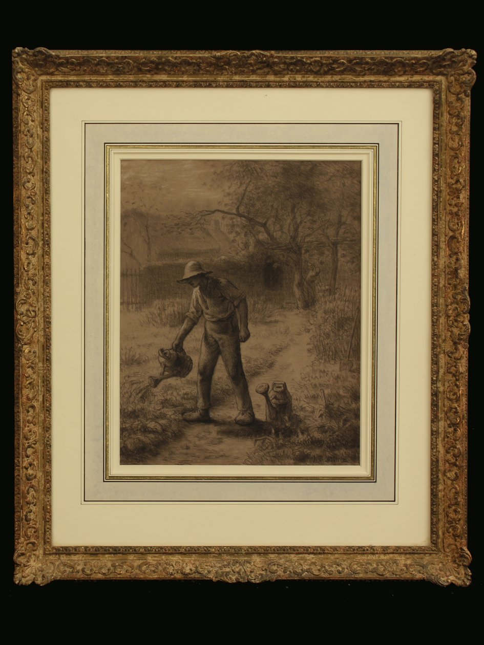 Bonde i sin hage, ca. 1860 (kritt på papir) av Jean Francois Millet