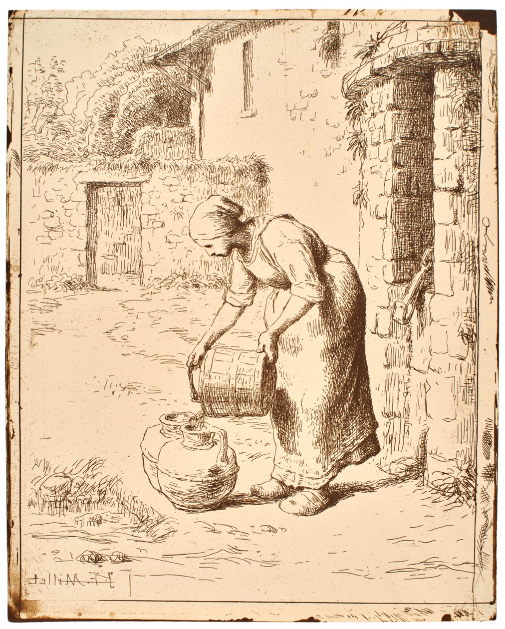 Frau leert einen Eimer av Jean-Francois Millet