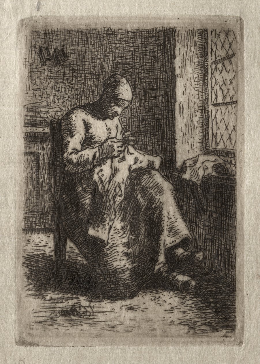 Kvinne sying av Jean-Francois Millet