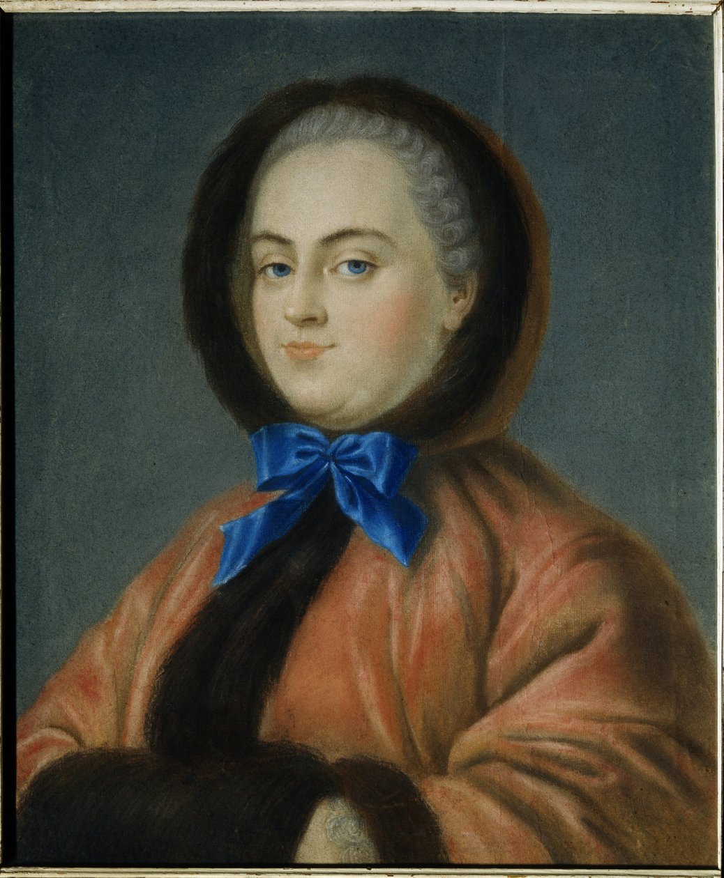 Vinter. Portrett av prinsesse Daria Alexeyevna Golitsyna (1724-1798). (Vinterportrett av prinsesse Daria Alexeyevna Golitsyna). Verk av Jean Francois Samsois (aktiv fra midten av 1700-tallet), pastell på papp av Jean Francois Samsois
