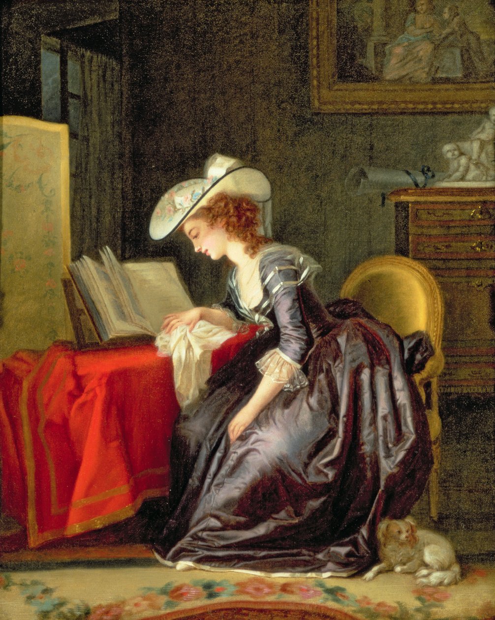 Kvinne som leser en bok av Jean Frederic Schall
