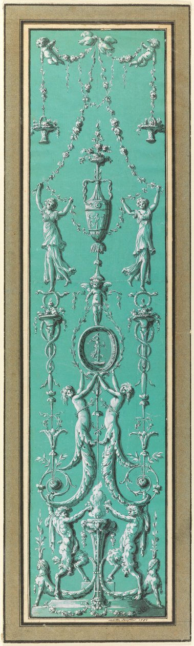 Panel av arabesker for Hôtel de Salm, Paris av Jean Guillaume Moitte