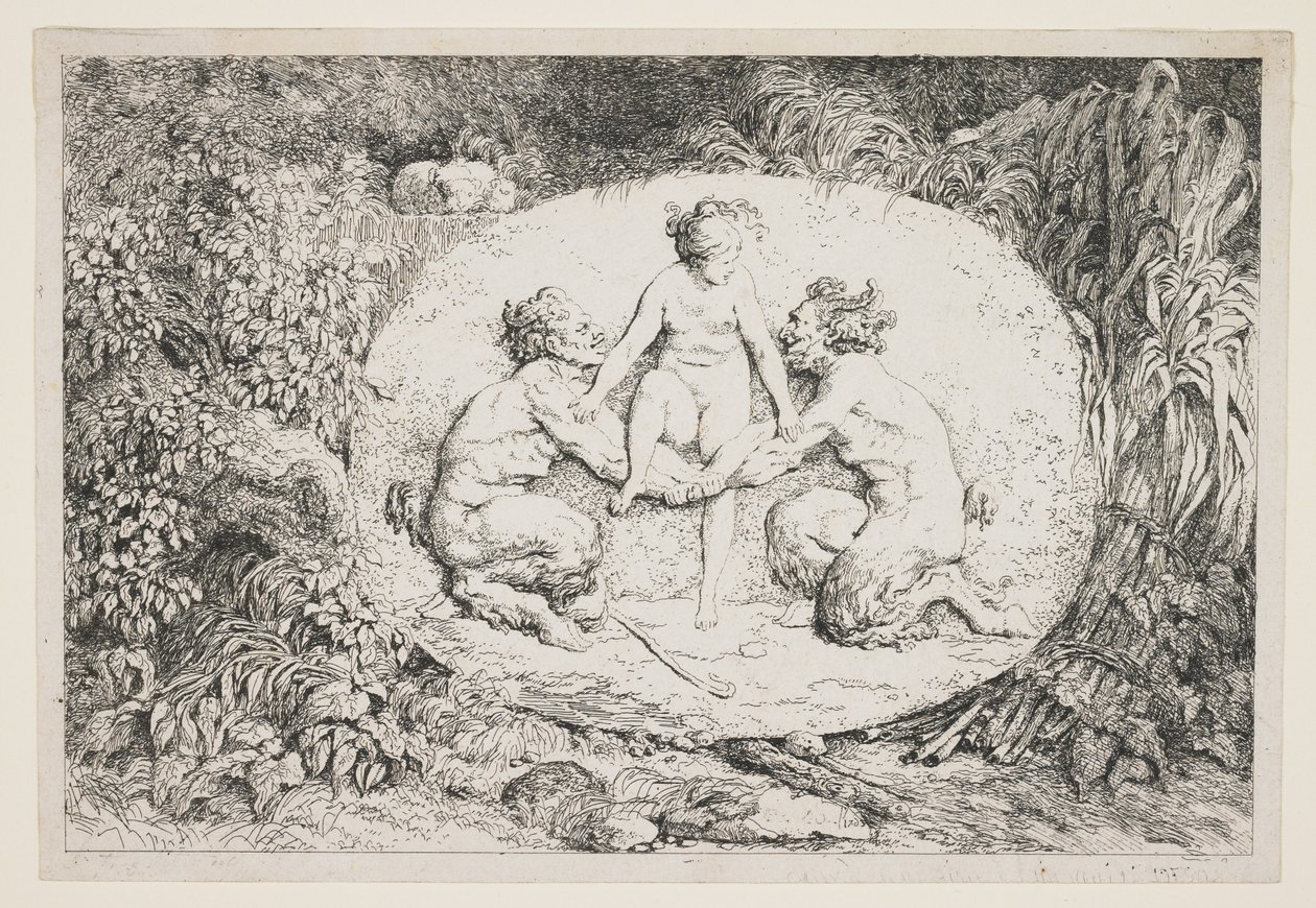 A Nymph Alighting on the Arms of Two Satyrs, 1763 av Jean Honore Fragonard