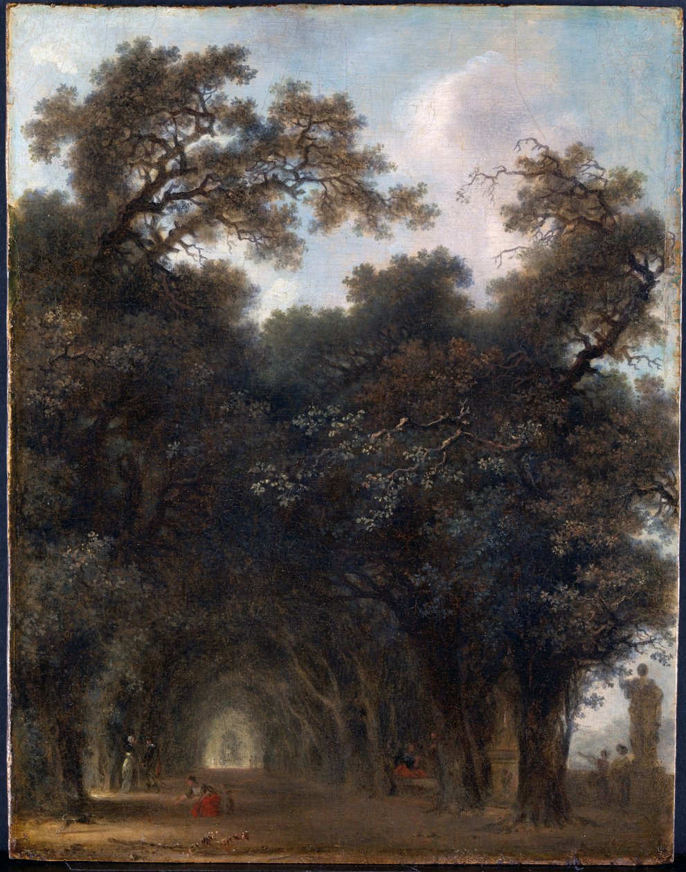 A Shaded Avenue, ca. 1775, olje på tre av Jean Honore Fragonard