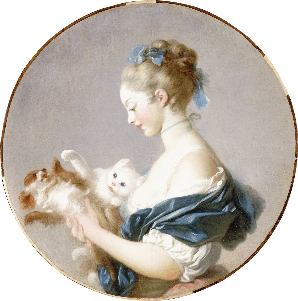 Jente som leker med en hund og en katt av Jean Honore Fragonard