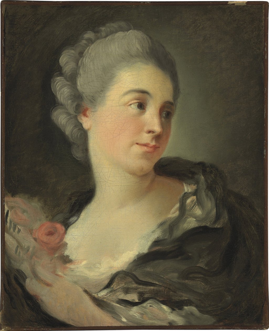 Portrett av Marie Therese Colombe - Maleri av Jean Honore Fragonard (1732-1806), olje på lerret, 49x40 cm - (Portrett av Marie-Therese Colombe, Olje på lerret av Jean-Honore Fragonard) - Privat samling av Jean Honore Fragonard
