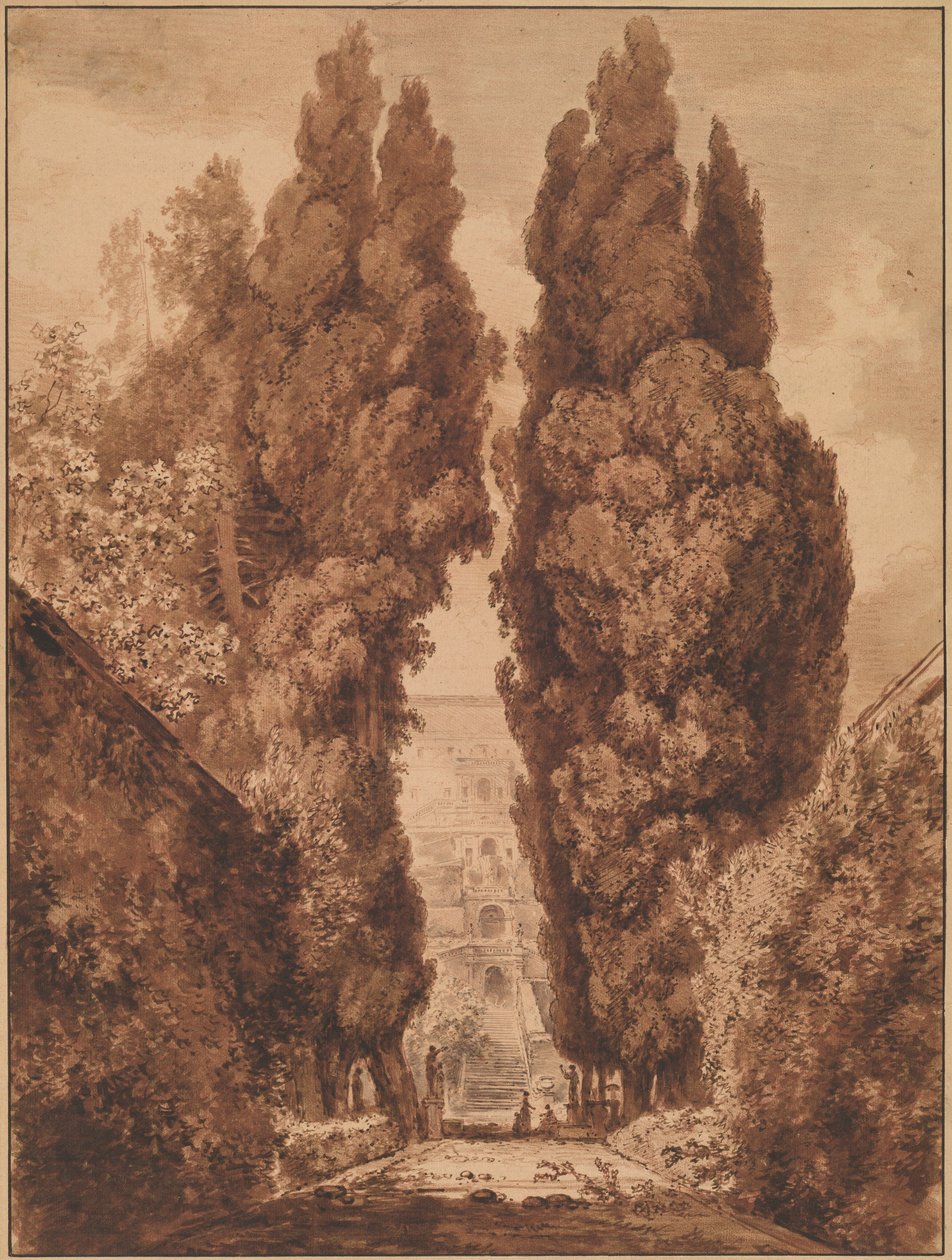 Sypressenes allé i Villa d#39;Este av Jean-Honore Fragonard