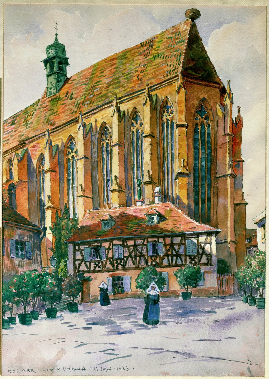 Gårdsplassen til sykehuset i Colmar av Jean-Jacques (1873-1951) Waltz