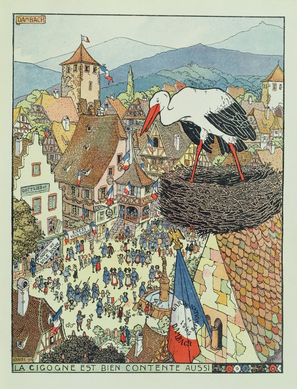 Inntreden av franske tropper i Dambach, Alsace av Jean Jacques Waltz