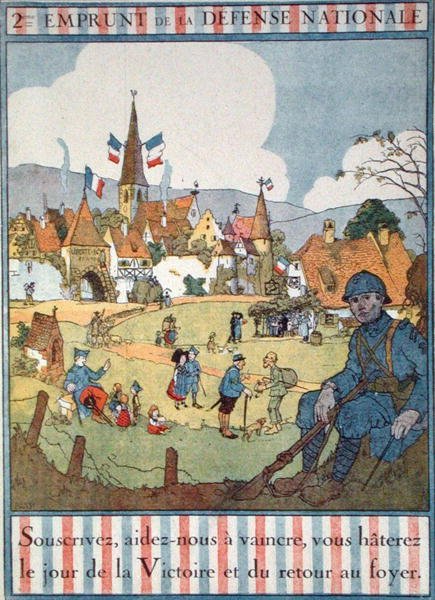 Plakat som reklamerer for det andre nasjonale forsvarslånet (farge litho) av Jean Jacques Waltz