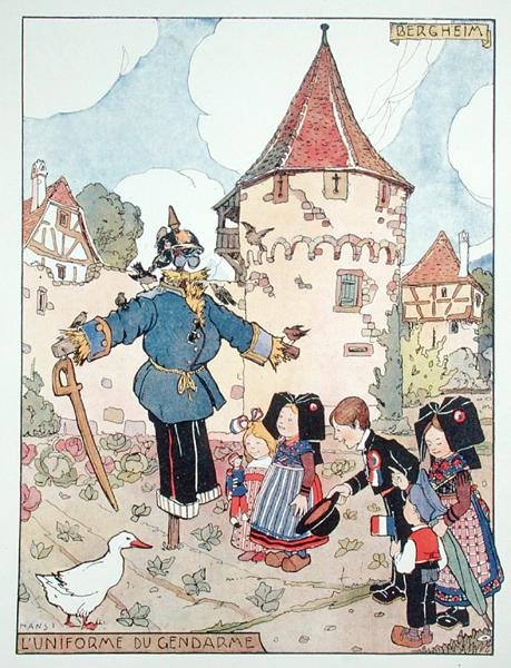 Politimannens uniform, karikatur av frigjøringen av Alsace av Jean Jacques Waltz