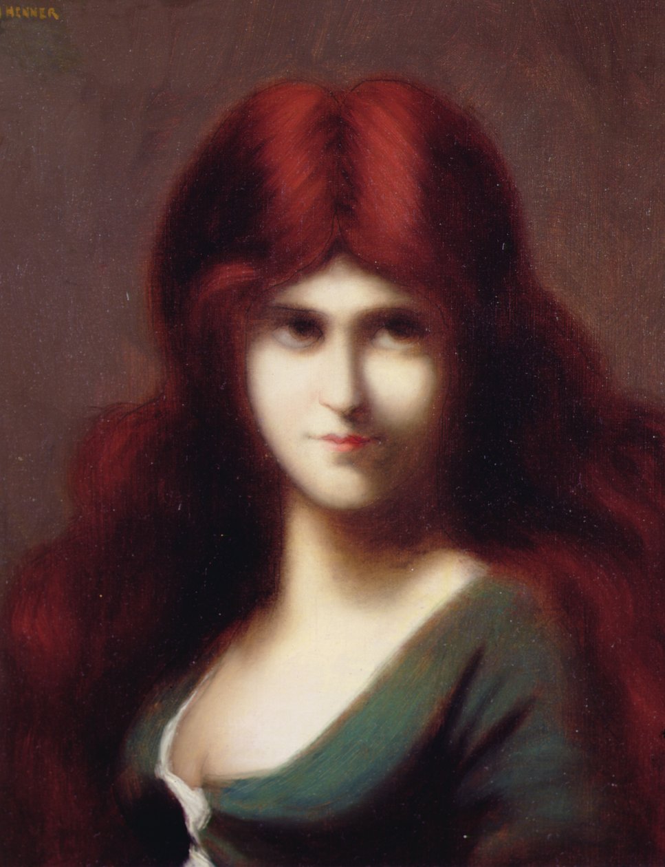 A Red Haired Beauty (olje på lerret) av Jean Jacques Henner