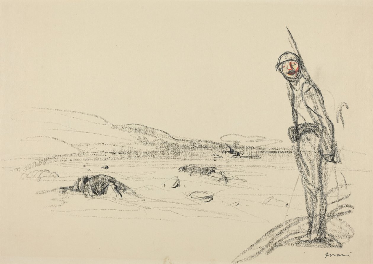 Langs Marne, sannsynligvis 1918 (fargestift på papir) av Jean-Louis & Caran D