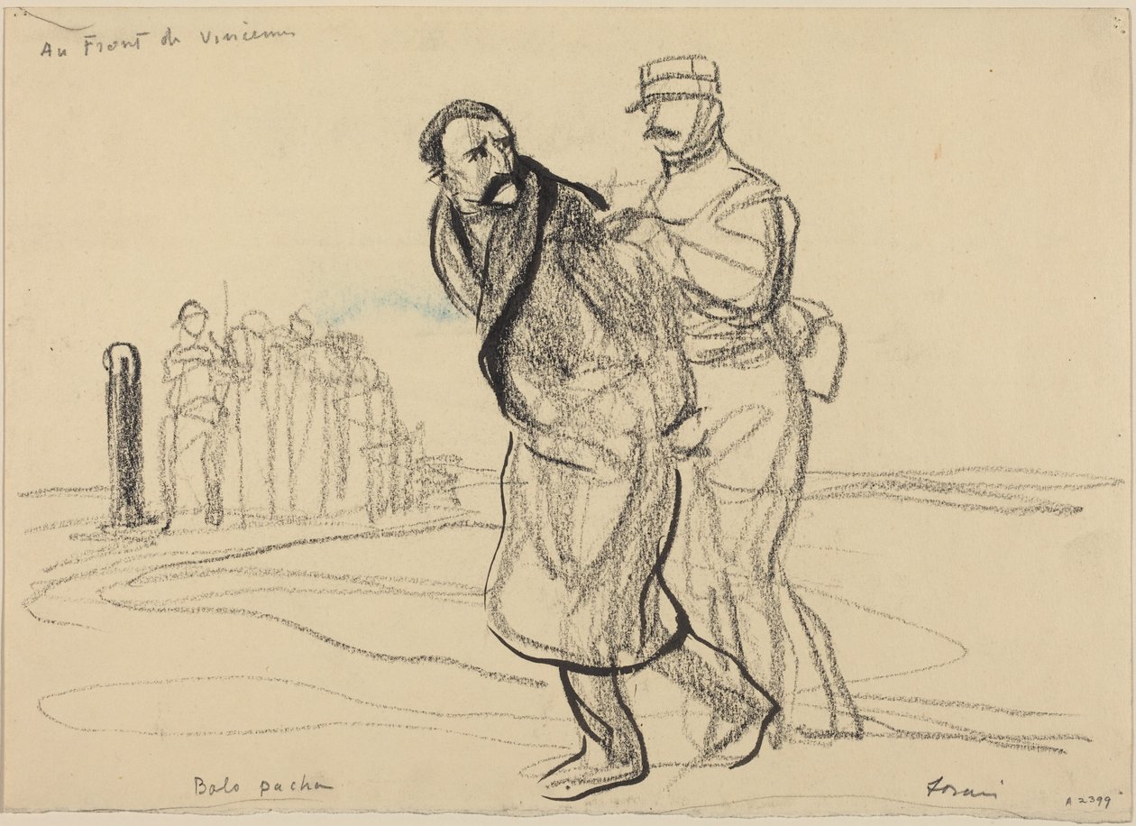 Ved Vincennes-fronten. Bolo Pasha, ca. 1914–1919 (kull på papir) av Jean-Louis & Caran D