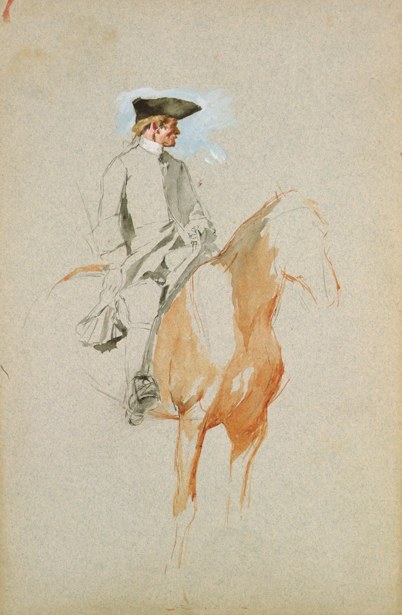 Rytter med en tricorn-hatt (akvarell, penn og blekk) av Jean Louis Ernest Meissonier