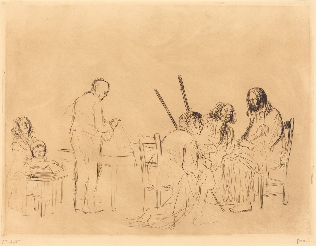 Før måltidet i Emmaus (1. plansje) av Jean-Louis Forain