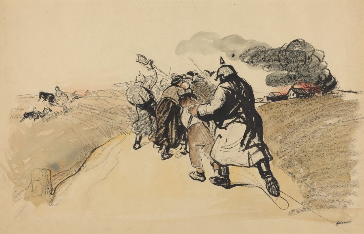 Tysk angrep på en landsby av Jean-Louis Forain
