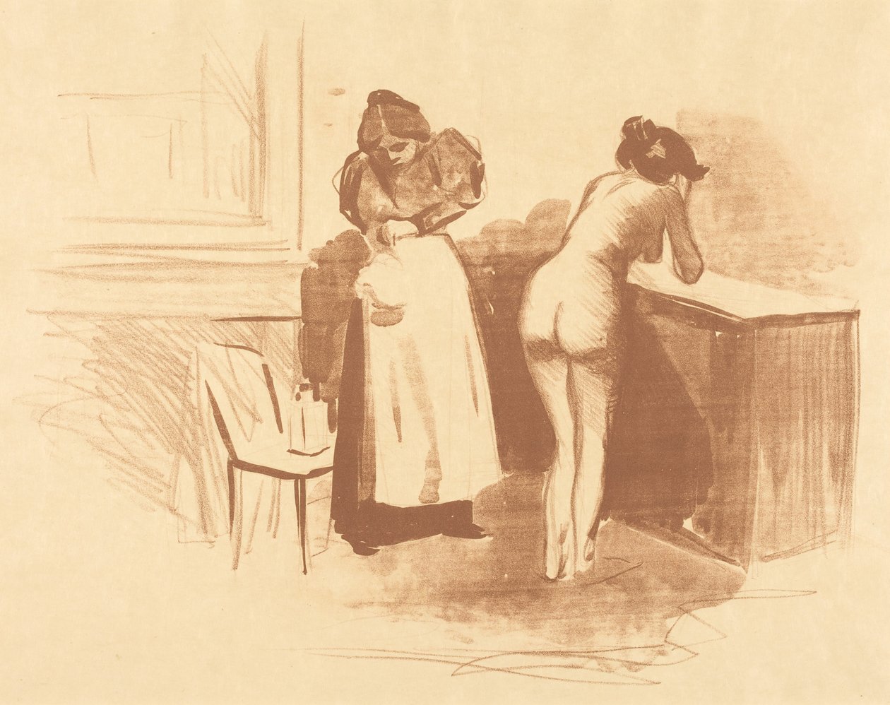 Massasjen med en hanske av hestehår (lavis- og strekplate) av Jean-Louis Forain