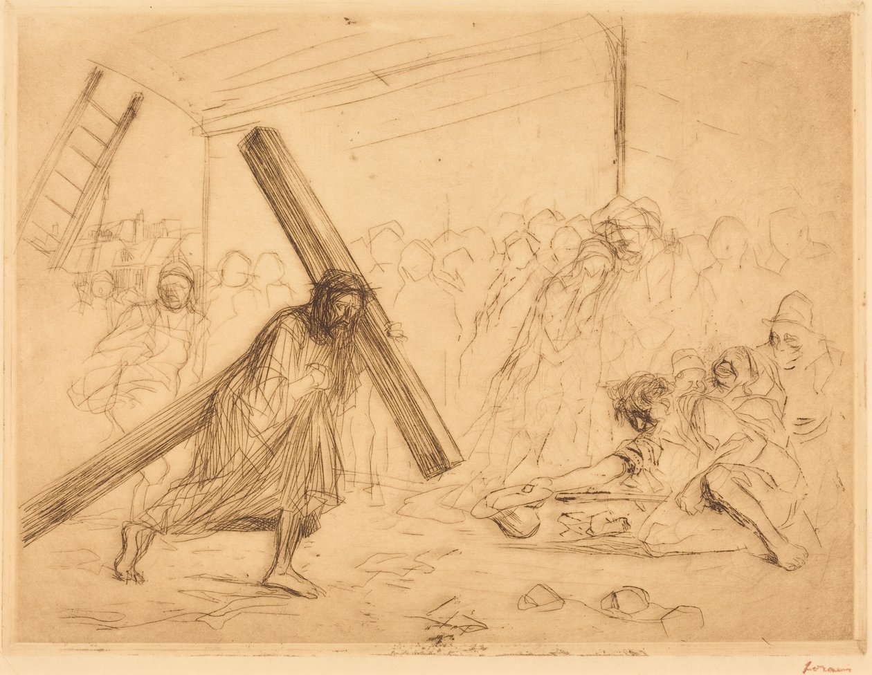 Kristus bærer sitt kors (fjerde tavle) av Jean-Louis Forain