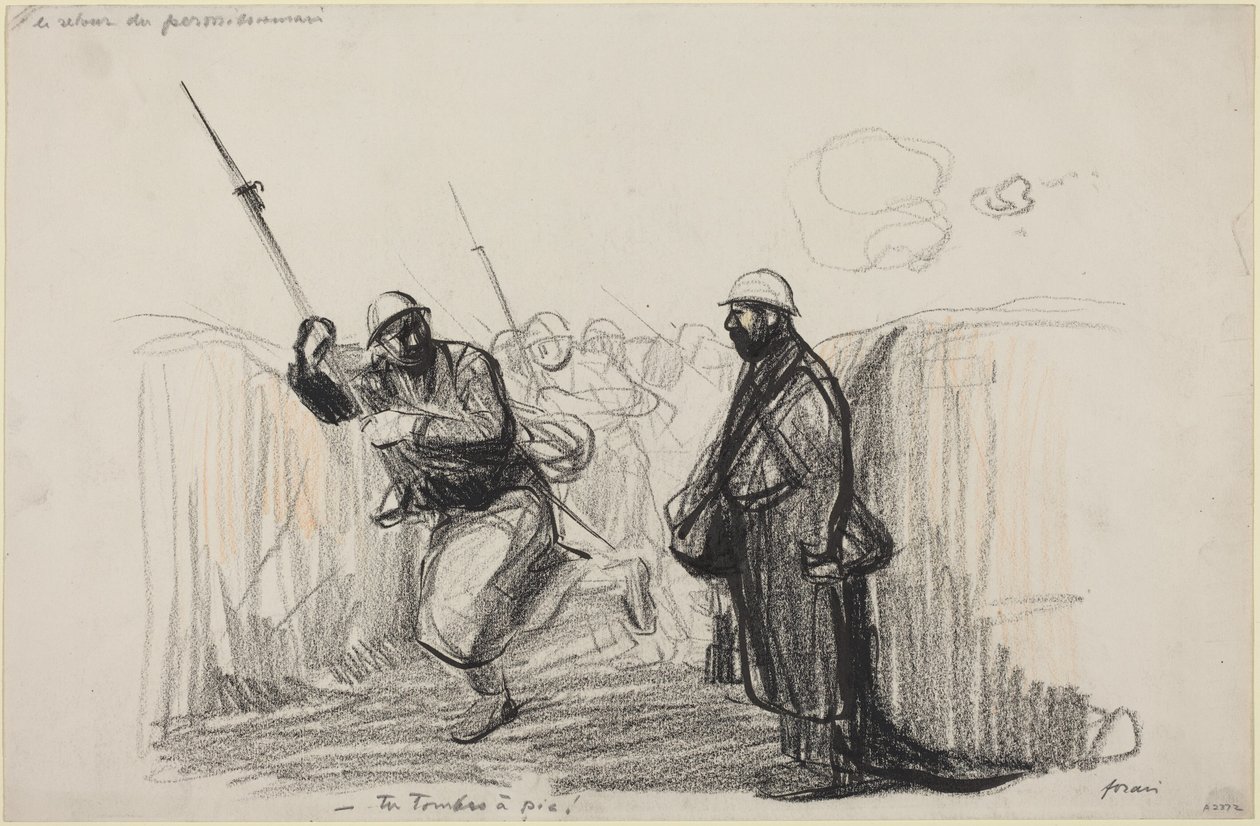 Soldaten på permisjon vender tilbake. - Du kommer akkurat i tide! av Jean-Louis Forain