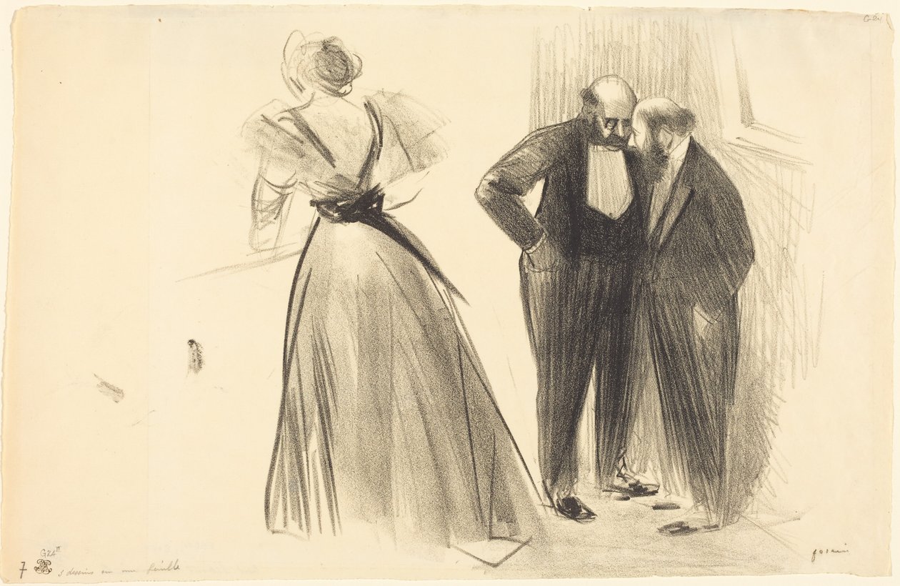 Tre tegninger på et ark av Jean-Louis Forain