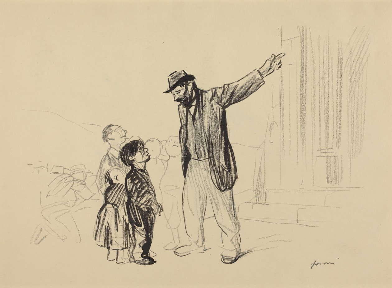 a) Deres fedres kirke (forside); b) Mann med sigarett (bakside) av Jean-Louis Forain