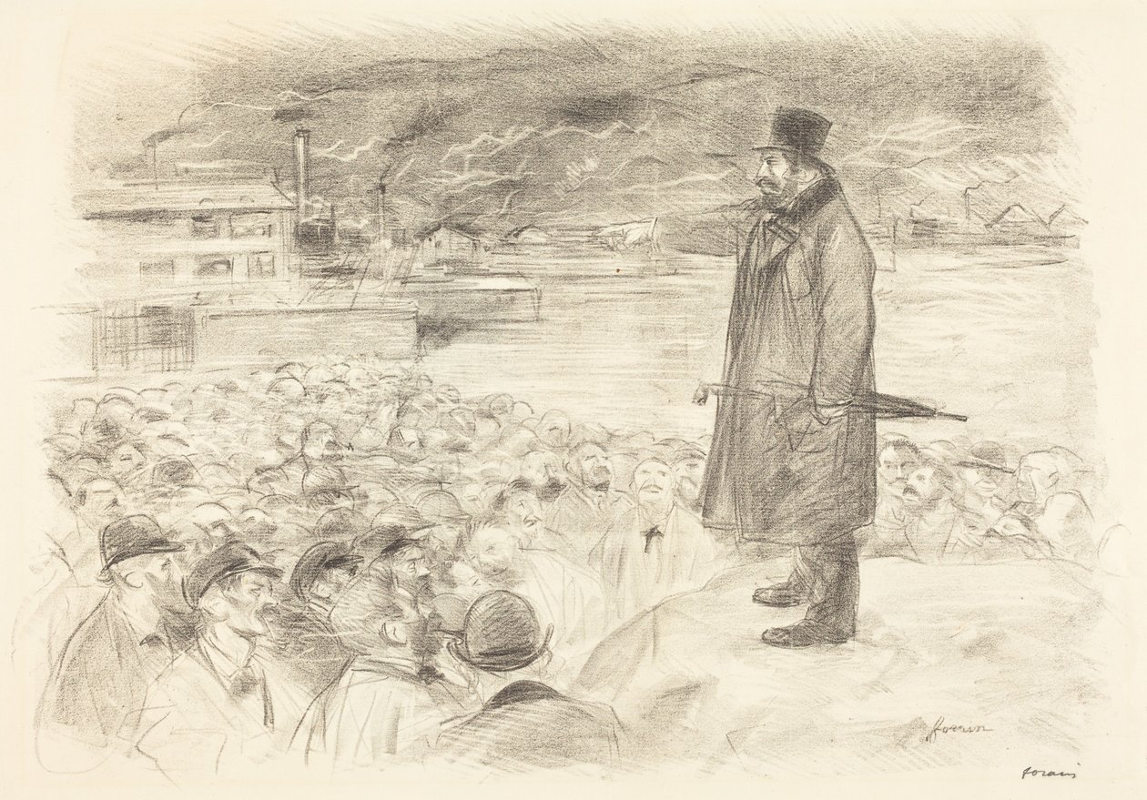 a) Streikscene (tredje plansje) (forside); b) Uten tittel (bakside) av Jean-Louis Forain