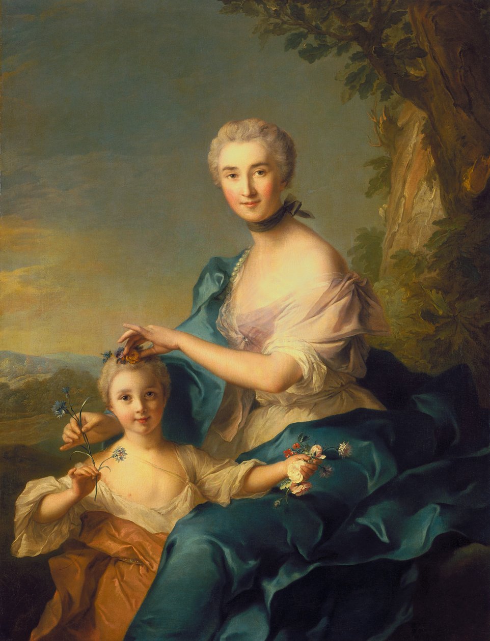 Madame Crozat De Thiers og hennes datter (olje på lerret) av Jean Marc Nattier