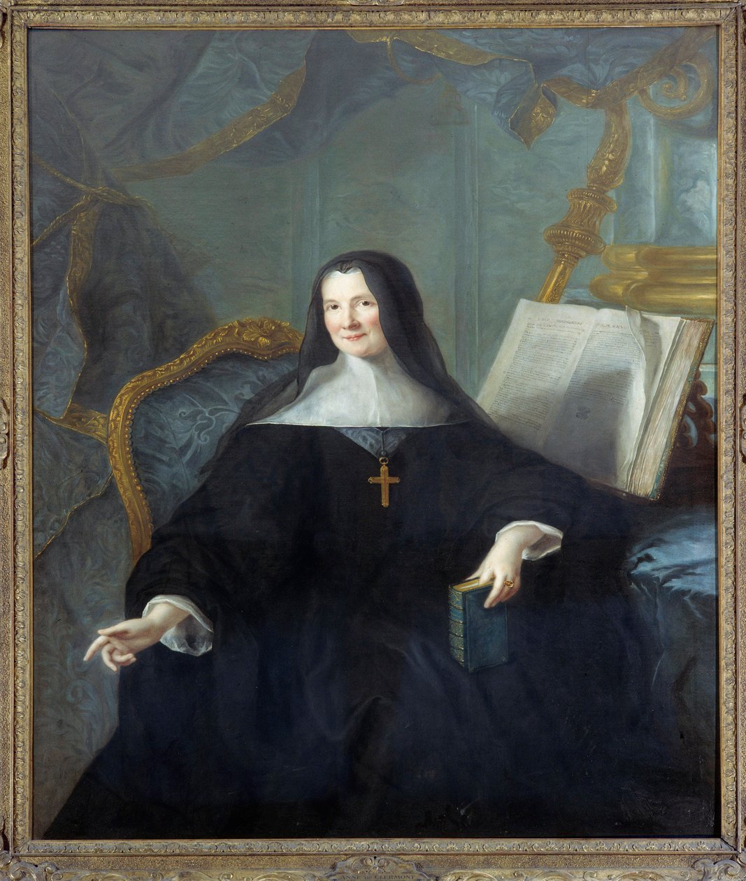 Portrett av Anne Geyssans de Clermont-Chatte (Clermont Chatte), Abbedisse av Chelles (d. 1789) Maleri av Jean Marc (Jean-Marc) Nattier (1685-1766) Søn 1,46x1,14 m - Portrett av Anne Geyssans de Clermont -Chatte (Clermont Chatte), abbedisse i Chelles (døde  av Jean Marc Nattier