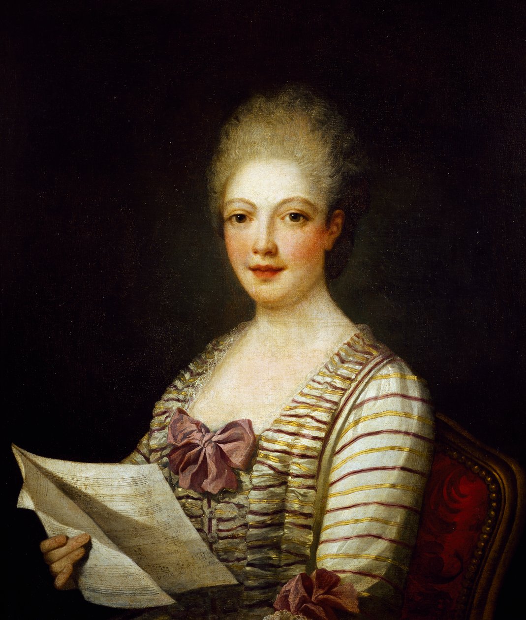 Portrett av Lucrezia Aguiari kalt La Bastardella (1743-1783), italiensk sopran, maleri av Jean Marc Nattier av Jean Marc Nattier