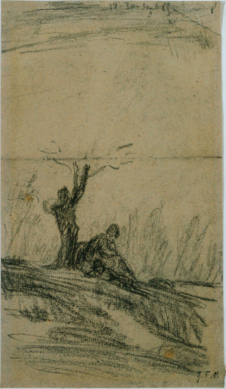Figur Sittende Under Et Tre av Jean Francois Millet